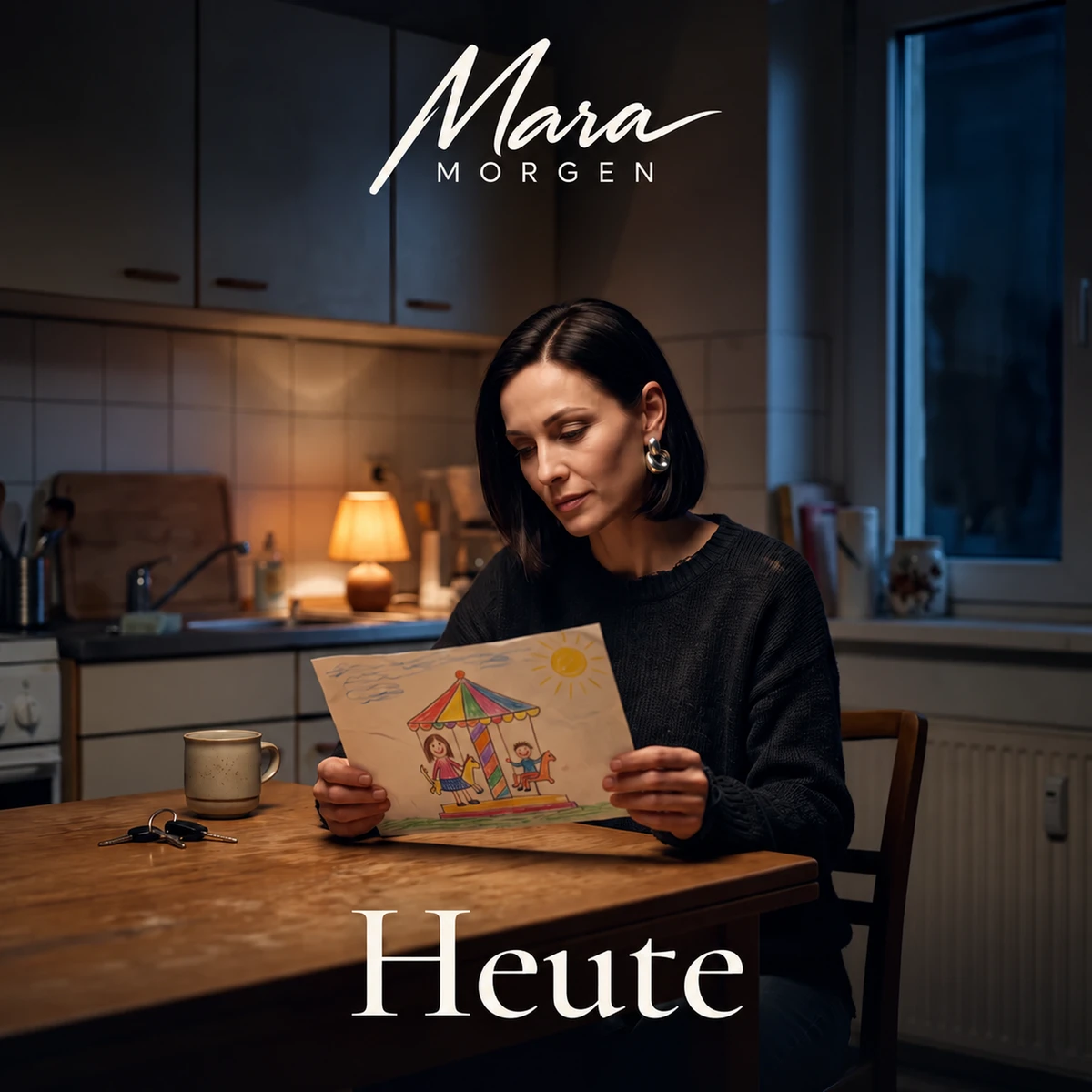 Cover Heute: Mara betrachtet eine Kinderzeichnung am Küchentisch im warmen Licht.